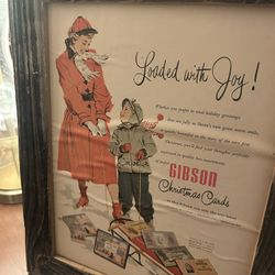 🎄 Framed 1950s Gibson Christmas Ad – Vintage Holiday Wall Art