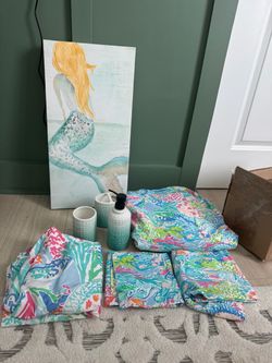 Lilly Pulitzer Mermaid Bedroom Decor Bundle