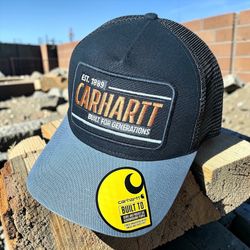 Carhartt 107093 Canvas Mesh-Back Generations Patch Black Grey Baseball Cap Sz OS