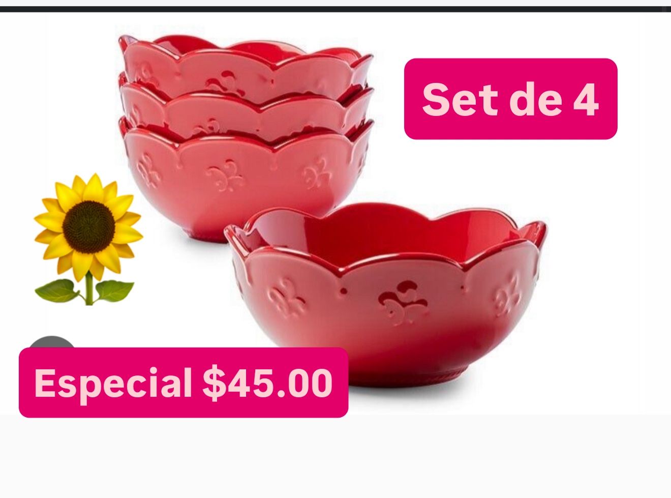 Set De 4 Bowles Para Sopas Cerial Especial $45.00 Marbella Noche Buena Princess House Ventas Finales