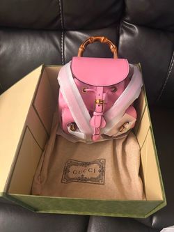 Gucci bamboo pink leather small Bookbag