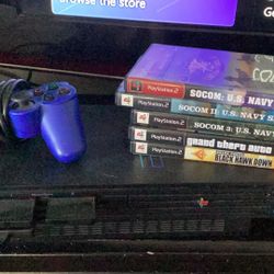 PS2 Fat With Games / Controllers / All Cables / Memorycards
