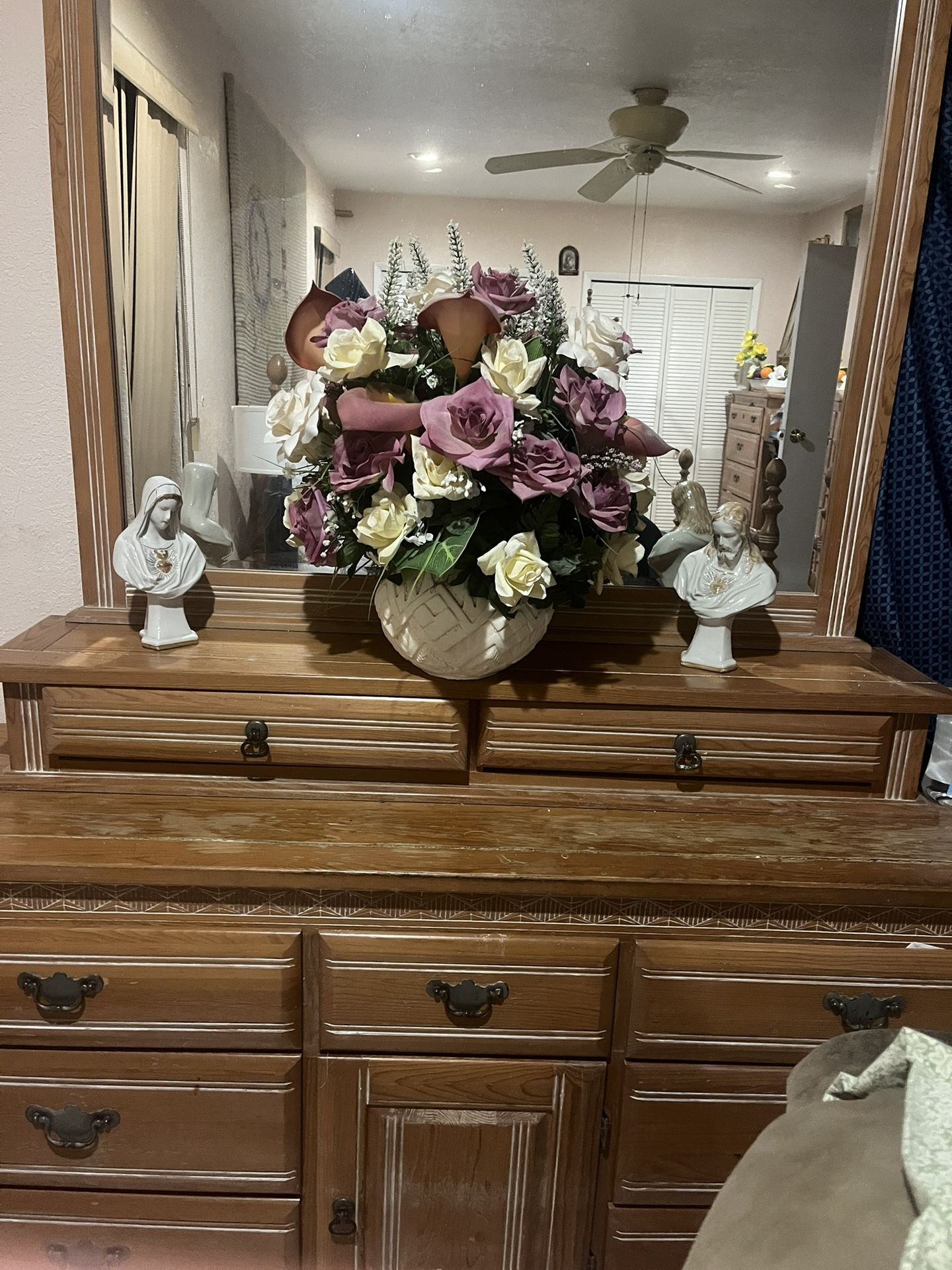 Decorative Flower Arrangement & Religious Statues