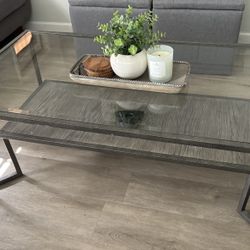 Glass Top Metal Framed Coffe Table