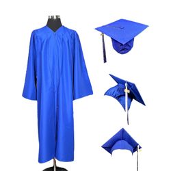 Graduation Choir Specialty Electric Blue Unisex Gown and Cap