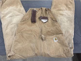 Carhartt Bib Overalls, Double Knee Heavy Duty Lined Vintage