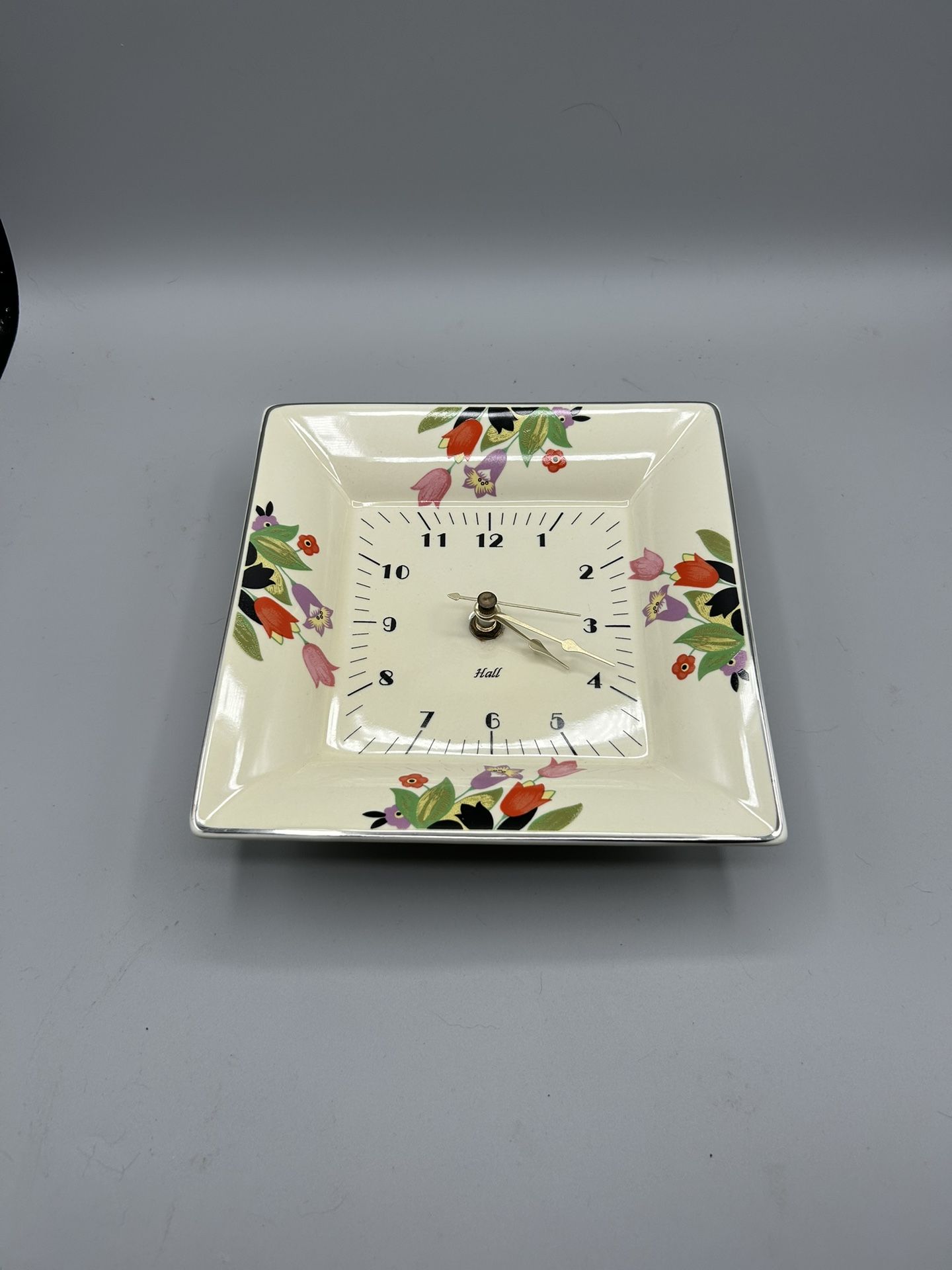 Hall Pottery Crocus Pattern Wall Clock. Extremely Rare in Perfect Condition!
