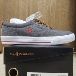 POLO RALPH LAUREN VAUGHN SHOES GRAY, RED, WHITE SIZE 10D