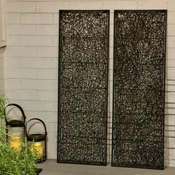Pair Metal and Rattan Modern Wall Art Decor, Perfect for Indoor or Outdoor Use! | $60 Each ($115 Each New) 