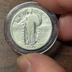 1929-p Standing Liberty Quarter, Fine! Full Date, Details Visible, Rim Good!