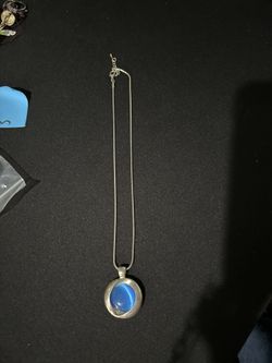 Vintage Costume Blue Silvertone Necklace 