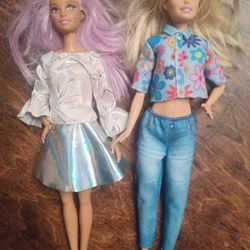 Two "Casual" Barbie Dolls By Mattel 