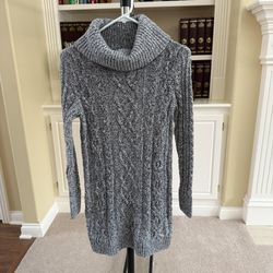 LOFT marled tweed cable cowlneck sweater dress SP