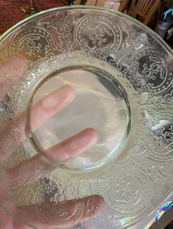 Set of nine 6" Indiana Uranium Horseshoe Dessert Bread Plates Depression Glass
