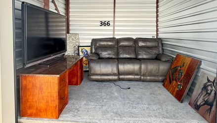 Auction Unit 366 12/22 - Flat Screen Tv, Recliner Sofa, Wood Cabinet, Wall Art, Home Decor, Furniture