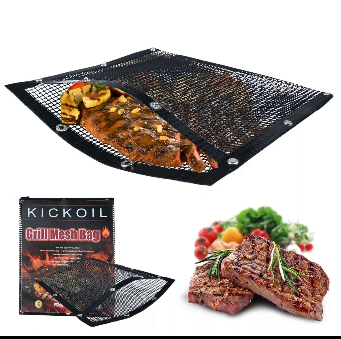 BBQ Mesh Grilling Nonstick Bags Set Of 2 XLarge