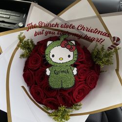 Christmas Bouquet Grinch 25 Red Roses Rosas