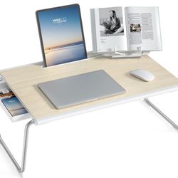 Nulaxy Lap Desk for Bed, XXL Large Size 26"x17.2"x12.2" Computer Tray for Bed with Storage Drawer and Book Stand, Sofa, Bed Table for Laptop, Folding 