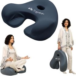 Large Ergonomic Meditation Cushion with Foot Rest & Carry Strap – Large Floor Cushion for Adults