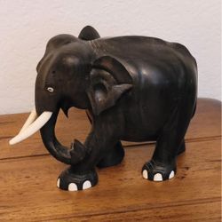 Antique Hand Carved Wood Elephant