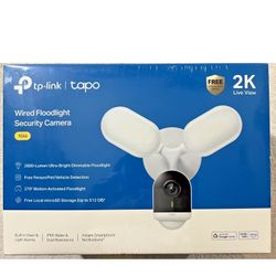 TP-Link Tapo Wired, Ultra-Bright Motion-Activated, Weatherproof Floodlight with 2K Camera, Two-Way Audio, Full-Color Night Vision, Smart AI Detection.