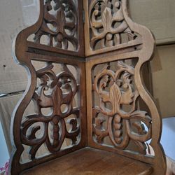 Vintage Japanese Ornate Corner Wall Shelf