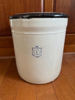 Antique pickle crock with lid