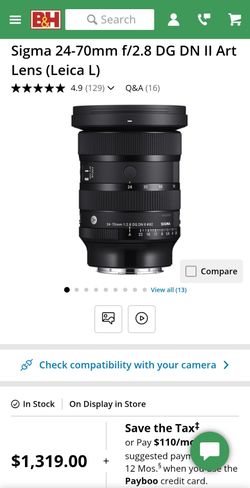 Brand new Sigma 24-70mm f/2.8 DG DN II Art Lens for Leica L mount full frame