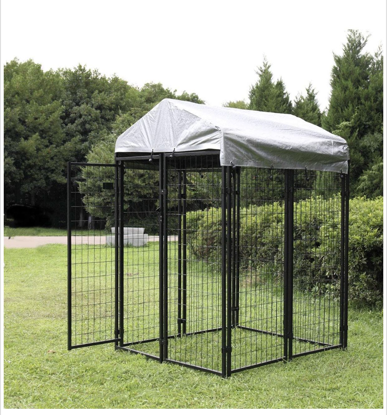 8x4x6 ft Heavy Duty Wire Outside Retriever Dog Kennel Fence with Cover