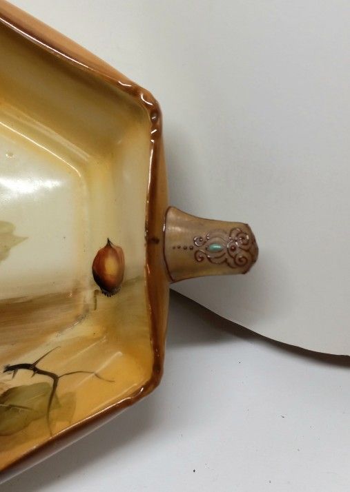 Vintage Nippon Japan Hand Painted Bowl Porcelain Moriage Trimmed Handles READ