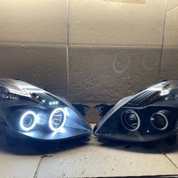 #OH38 2008 2009 Nissan Altima Coupe Halo LED Black Halogen Headlight Pair 