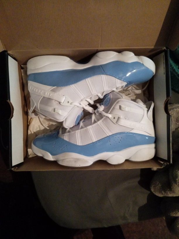 Jordan 6 Rings White -Valor Blue Ice Size 11