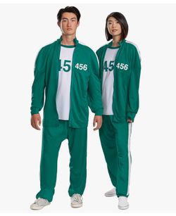 Disguise womens Disguise Womens Squid Game Player 456 Costume, Official Tracksuit Adult Sized Faux Zipper Costume Tracksuit Size Xl To 2xl