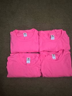 Lot 4 Fruit of the Loom HD Cotton Woman’s S Pink Long Sleeve Crewneck T-Shirt