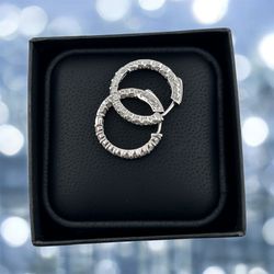 14k Gold 2 Carat Diamond Inside-Out Hoop Earrings