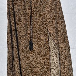 Lonh Skirt Leopart Print Split Open 