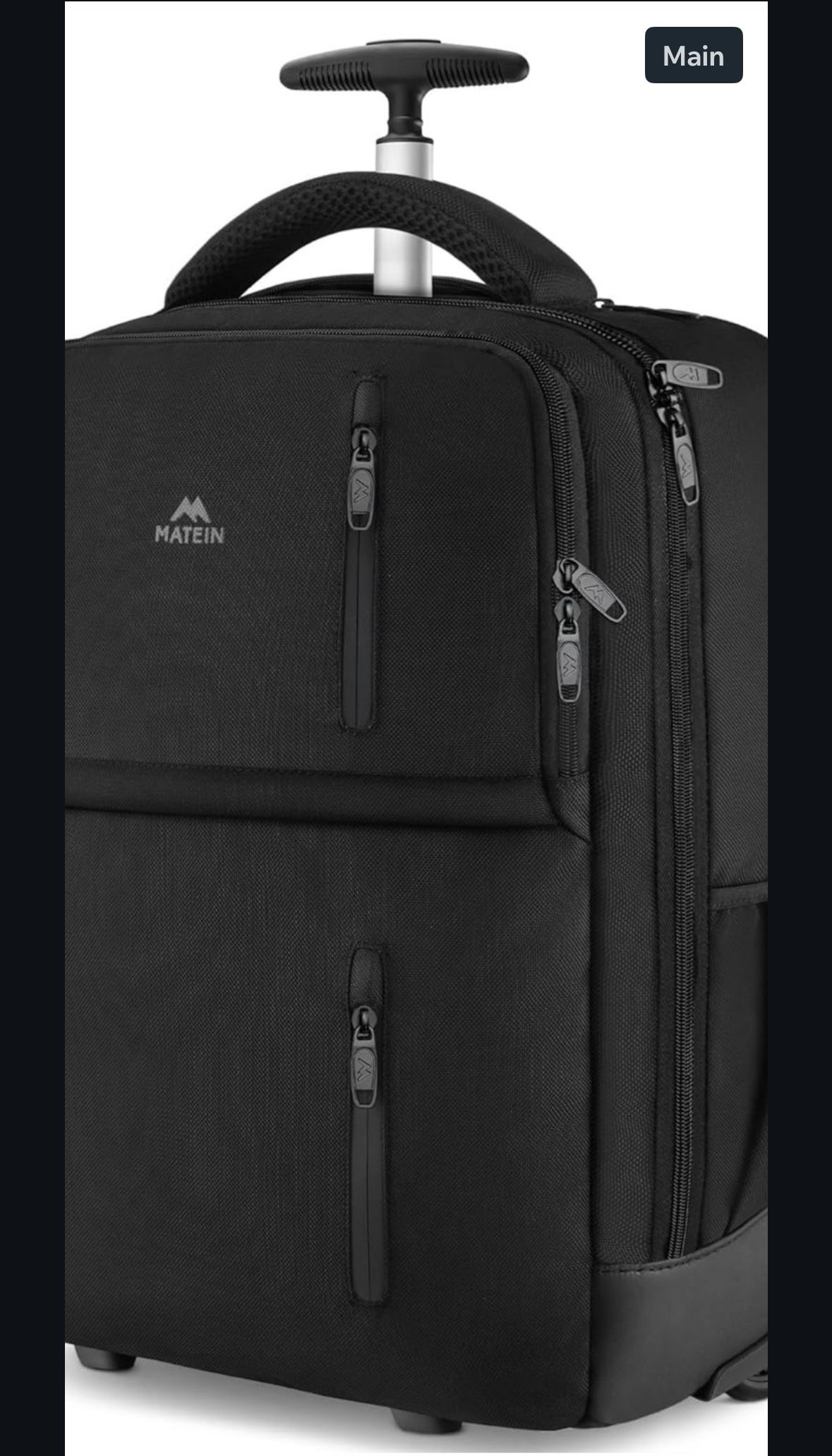 MATEIN Rolling Backpack, Travel Laptop Backpack with Wheels Fits 17 Inch Compute