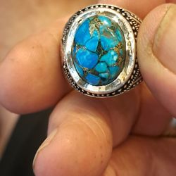 Sterling Silver Turquoise Ring Size 9