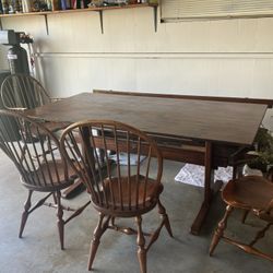 DINING ROOM SET KITCHEN TABLE BENCH CHAIRS D R DIMES STEPHEN VON HOHEN