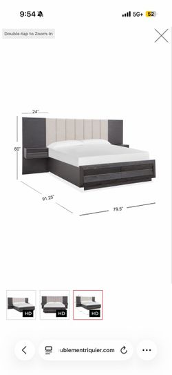King Bed Frame with Upholstered Headboard and Nightstands