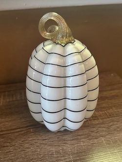 Blown Glass Fairytale Pumpkin Black & White