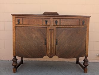 Antique Oak Sideboard Buffet Cabinet