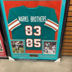 Mark Clayton & Duper Autographed Frames Jersey Miami Dolphins 