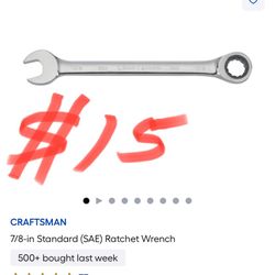 CRAFTSMAN 7/8-in Standard (SAE) Ratchet Wrench