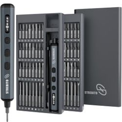 STREBITO Mini Electric Screwdriver Set, 70-in-1 Max Precision Electric Screwdriver Kit with Lights, 5 Upgraded Torque Levels, 64 Magnetic Bits, Electr