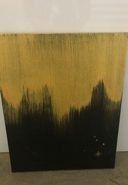 Hand Painted Abstract Gold and Black Painting