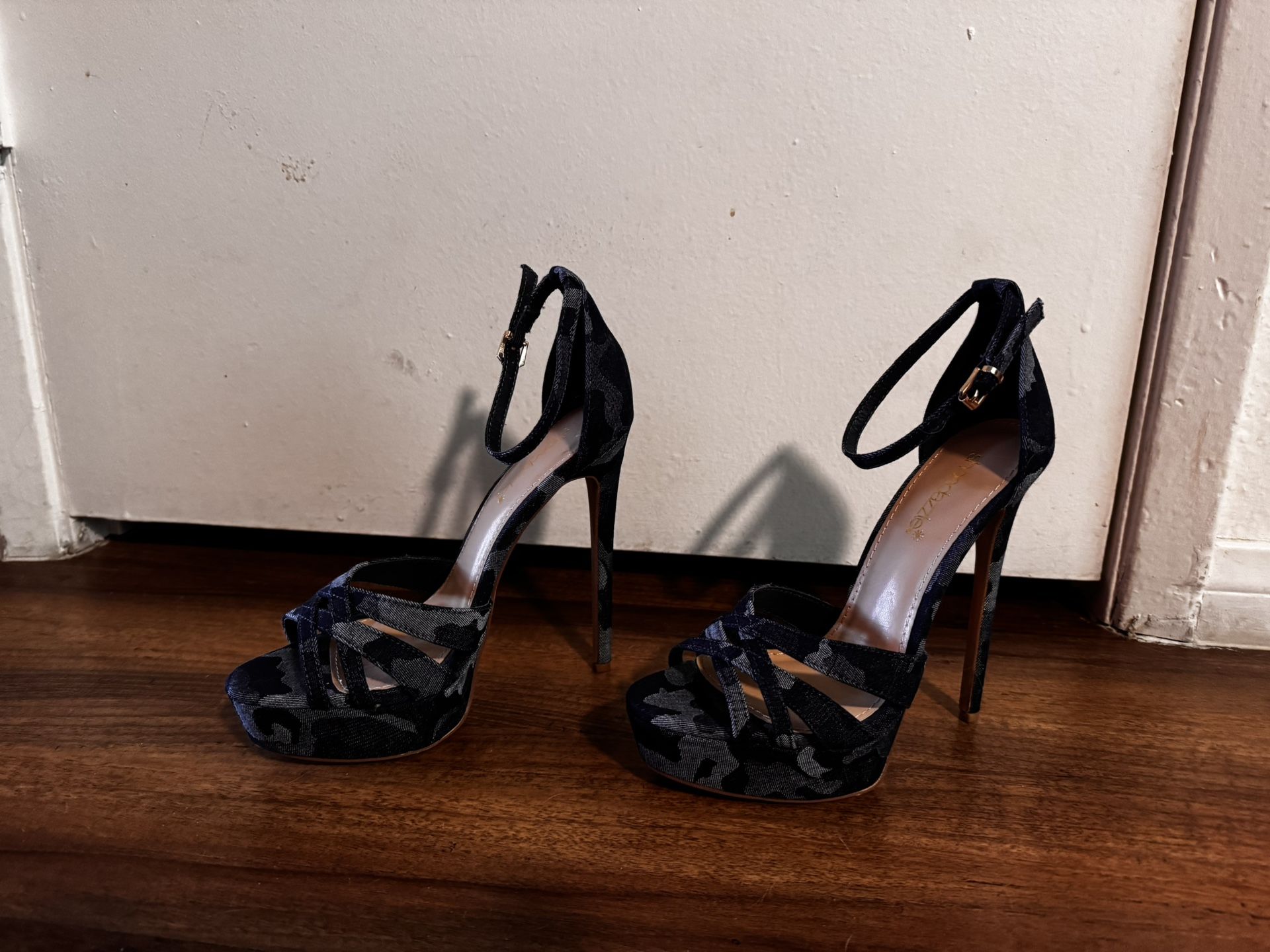 Denim Camouflage stiletto heels
