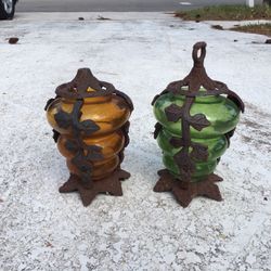 Two Antique Blown Glass Lanterns