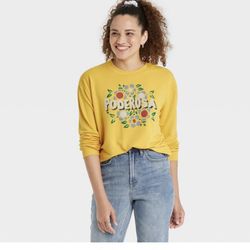 Latino Heritage Month Women's Poderosa Sz XL Graphic Sweatshirt Yellow