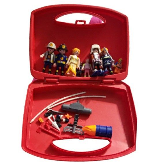 playmobil lot with case, figures and accessories